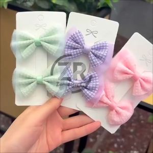 Jepit Rambut Korea Anak Perempuan Pita Motif Garis Kotak Aksesoris Hiasan Jepitan Rambut kualitas import AK158 ZIORRA
