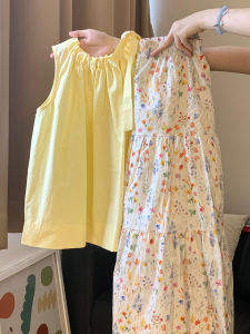 Summer Beautiful Floral Outfit Womens Half Length Skirt And Tie Tank Top Two Piece Set Youthful Style Fashionable Ensemble