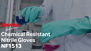DOSH SIRIM Certified Nitrile Gloves NF1513 Green Color 15 mil Thick 13 Inch Long Glove Anti Oil Reusable Kitchen Gloves Lightweight Flocklined Chemical Resistant Gloves Anti Chemicals Acids Alkali Solvents Oils Greases Sarung Tangan Dapur Eczema