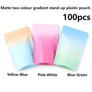 100 Matte Colour Gradient Aluminium Film Stand-up Plastic Packaging Self-Sealing Bags Snacks Biscuits Storage Packaging