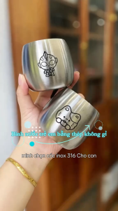 Cốc inox 304 hoạt hình Thiết kế dễ thương Cốc nước chống bỏng Bát súp cho bé Bộ đồ ăn gia đình