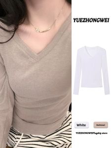 YUEZHONGWEI | Womens Oat-colored Fluffy Velvet Long Sleeve T-shirt