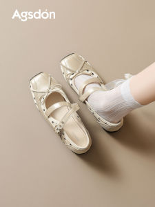 Agsdon | Dotted Mary Jane Women Shoes Thick Sole Ballet French Style Sports Square Toe