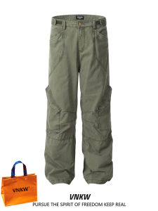 American Military Green Work Pants Mens Spring Summer Loose Straight Leg Vintage High Street Fashion Brand Paratrooper Wide Leg Pants