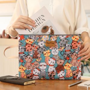 Korean Style Cartoon Waterproof A4 Document Bag Zipper File Folder Portable Large Capacity Pregnancy Check Archive Book Storage Bag