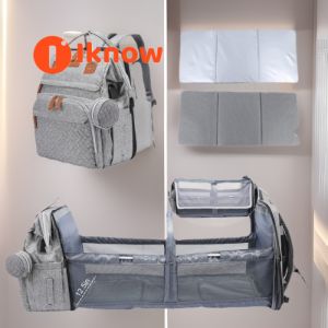 I know Multi-Functional Mommy Backpack with Baby Cradle & Compartment Design - Ideal for Travel & Outdoor Use