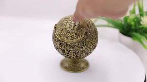 Khay Tàn Thuốc Kim Loại Cao Cấp Thiết Kế Hình Cầu Phong Cách Bắc Âu Có Nắp Khay Tàn Thuốc Xì Gà Di Động Quà Tặng Cá Nhân Hóa Cho Văn Phòng