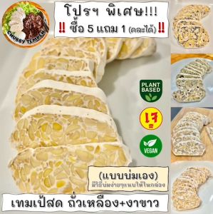 เทมเป้สด(แบบบ่มเอง) ถั่วเหลือง+งาขาว(5แถม1) 100g #Tempeh #Vegan #Plantbased #เจ