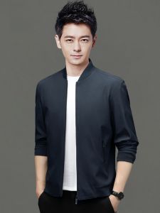 ROMON | Lomeng Mens Short Flight Jacket Baseball Collar Windproof Casual Outerwear Spring Autumn New Style Dad Coat Fashion Urban Commute