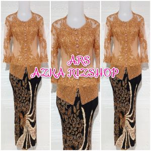 set kebaya pesta kebaya murah lengan 7/8 kebaya mocca kerah sunda