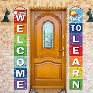 Welcome Ready to Learn Back to School Banner Colorful Vertical Door Couplet for Classroom & Front Porch First Day of School Dec