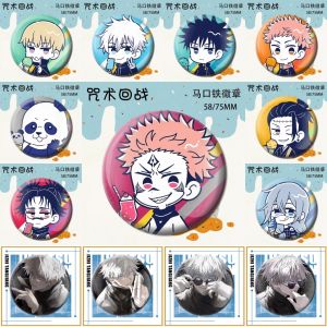 58mm Anime Jujutsu Kaisen Itadori Yuji Fushiguro Megumi Kugisaki Nobara Cosplay COSTUME Badge Pin SPTE Tinplate Brooch Prop