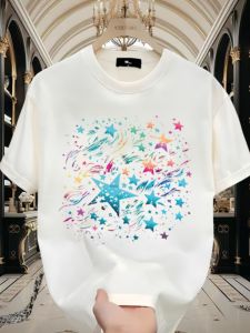 Summer Casual Loose Fit Cotton T-Shirt Short Sleeve Printed round Neck Men Women Fashion Trend Breathable Comfortable Sweatshirt