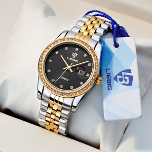 SKMEI X LIEBIG【Free bracelet Gift】quartz movement stainless steel strap outstanding intellectual beauty case with diamonds three hands fashionable out with the suit a variety of fashionable items Womens Watch L1038