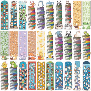 30Pcs Multi-Color Funny Animal Bookmarks Penguin Duck Panda Reading Page Markers Creative DIY Book Labeling Decor Paper