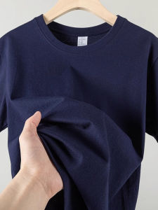 Áo Thun Cotton Nguyên Chất Màu Xanh Đậm Rộng Rãi Mùa Hè Cho Nam Áo Thun Thể Thao Màu Trắng Làm Nổi Bật Chất Lượng Hàng Hóa