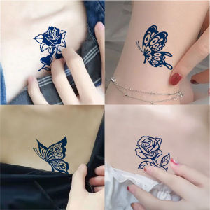 Waterproof Herbal Tattoo Stickers Lasting Realistic Afterlife Flower Juice Rose Butterfly Womens Washable Non-Reflective