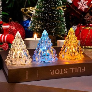 YESPERY Night Light Crystal Mini Christmas Tree Light Flameless LED Decorative lights indoor LED Lamp Christmas Party Home Table Decor