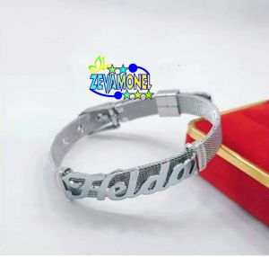 gelang gesper custom nama sendiri titanium gold dan silver