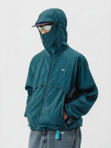 nothomme blue | Áo Khoác T-neck Có Mũ Bảo Vệ Chống Nắng và Làm Mát