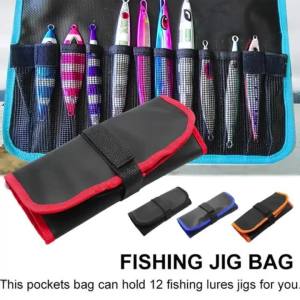 Fishing Lure Bag 12 Slots Fishing Bag Lure Organizer Bait Storage Bag Waterproof Adjustable Fishing Lure Jig Pocket