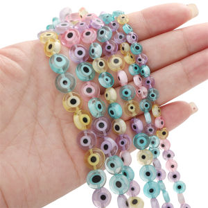 6/8/10Mm tròn nhiều màu Hình Dạng Phẳng Mắt Ác Hạt Đèn Tráng Men hạt thủy tinh Cho Vòng tay thủ công Vòng Cổ Bông Tai Keychain Tự Làm Thủ Công Phụ kiện làm đồ trang sức