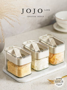 JOJOS L. PD Sparrow Kitchen Spice Jar with Spoon Lid Separation Non-Electric Glass Storage Container for Home Use