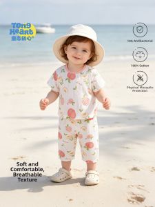 TONGLIANCHUXIN | Summer Lightweight Cotton Childrens Short Sleeve Separates Set