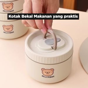 ULTRA Kotak Makan Stainless Steel 316 Anti Tumpah Tahan Panas Tempat Bekal Beruang Bear Lunch Box