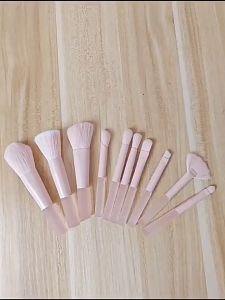 INNEOV 10Pcs Set Mini Size Makeup Brush Set Translucent Candy Color Pink Brush Portable Brush