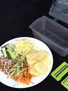 16 in 1 Handheld Slicers Dicers Graters Multifunctional Vegetable Chopper Kitchen Food Tool with Container & Safety Guard