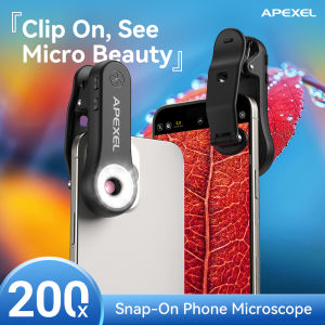 apexel | APEXEL HD 200X Microscope Jewelry Lens Micro Macro Zoom Nano Lenses with LED Light/Universal Clip for iPhone Xiaomi Smartphones