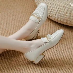 Womens Gentle Style Classic Loafers Soft Leather Casual Moccasins Versatile Low Block Heel Pumps