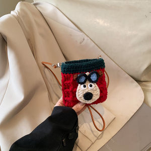 Cute Cartoon Knitted Wool Bag Crossbody Shoulder Bag for Little Girls Baby Girls Single Strap Slant Bag Childrens Fashion Show