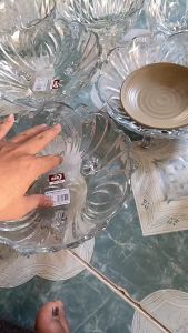 Đĩa thố thủy tinh 3 chân cao cấp size 24cm đựng trái cây hoa quả bánh kẹo mứt Tết để bàn cực đẹp và sang trọng