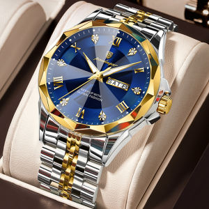 POEDAGAR luxury watch for men waterproof business stainless steel angular dial watch
