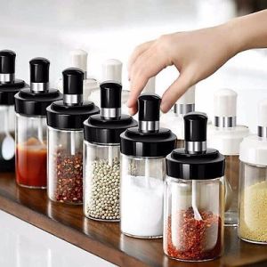 Hũ đựng gia vị thuỷ tinh kèm thìa Hũ gia vị kèm muỗng Lọ đựng gia vị 250ml Cao Cấp