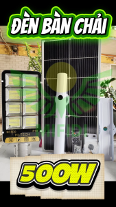 Đèn Đường Năng Lượng Mặt Trời 500W Cao cấp Mifidi Dòng bàn chải Cam kết Sáng mạnh trên 15h Tấm pin lớn 70 x 35 cm BH tận nhà tốt nhất 2 năm