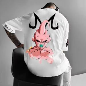 Dragon Ball 2025 Autumn/Winter Mens Co-branded T-shirt Majin Buu Anime Printed Casual Loose Version Harajuku Parent Child Top