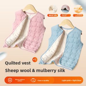 miiow | Thickened Cat Person Childrens Vest Inner Wear Thermal Cotton Jacket School Uniform Inner Lining For Boys And Girls Primary School