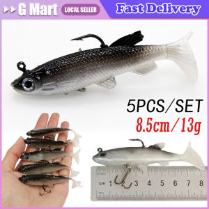 5pcs Jig Head Rubber Soft Bait for Bass 13.5g Silicone Pike Bait with Hook Sinking Swimbait Soft Bait Fishing Tackle Goods
