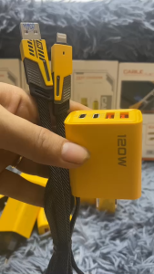Bộ sạc nhanh 120w 4 cổng 2 USB và 2 Type C + dây sạc bọc dù 4 in 1 65W sạc nhanh an toàn