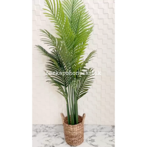 Pohon Palem Pohon Artificial Palem T150 Pot Dasar Hitam Cover Eceng Gondok Handle Dekorasi Ruangan Pajangan Rumah Aesthetic
