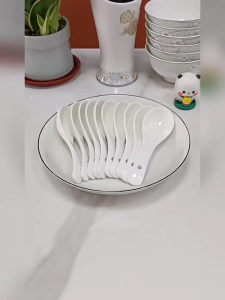 Cabify Ceramic White Thick Porcelain Soup Spoon Soup Ladle Cutleries Spoon Tea Coffee Dinnerware Spoon