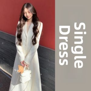 Karrar betsey | Autumn High Collar Cape Style Knit Long Dress Suite White