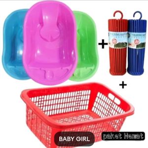 ( Paket Hemat 3 prodak ) bak mandi bayi + keranjang baju + folding 30 setik