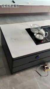 Small apartment inligent multifunctional rock plate lifting kung fu tea table living room home light luxury tea table simple TV cabinet