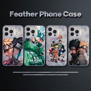 🔥ร้านค้าท้องถิ่น🔥 KoKocase สำหรับ iPhone 11 13 15 14 12 เข้ากันได้ เคสไอโฟน11 13 15 14 12 PRO MAX X XR XS MAX 7 8 14 15 PLUS Naruto Model ขั้นสูง หรูหรา โฮโลแกรม 3D เงิน เคส Feather Phone Case