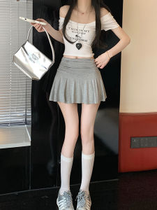 Váy Ngắn Bó Sát Cạp Cao Cho Nữ Mùa Hè Chống Hở Hang Màu Xám Thể Thao Váy Ngắn Phong Cách Hàn Quốc Váy Ngắn Chữ a