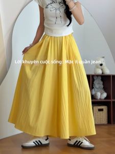 XIANYIJIAO | Quần Legging Dáng A Cao Cổ Chất Liệu Lụa Băng Giảm Cân Màu Vàng